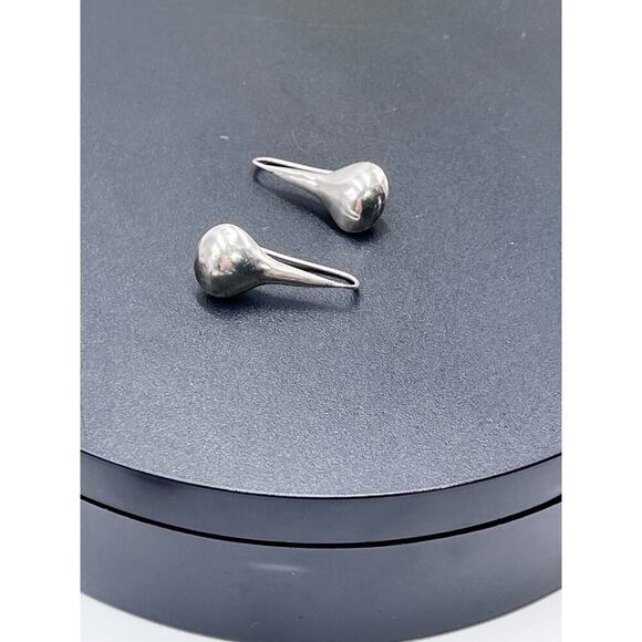 Sterling Silver Vintage Pear-shaped TearDrop Raindrop Dangle 925 Earrings - Picture 11 of 11